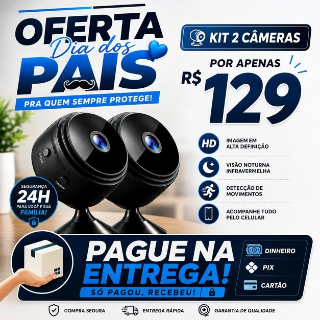 Kit 2 Mini Câmeras A9 — Oferta Dia dos Pais